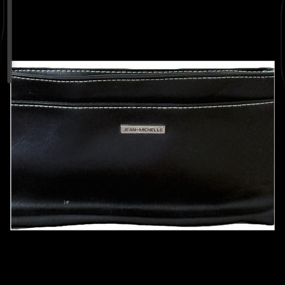 Jean Michelle Black Faux Leather Handbag 10” x 5” x 3” Purse Crossbody Clutch - Picture 3 of 14